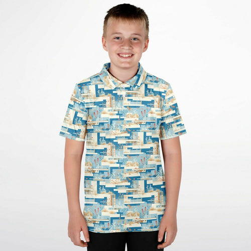 Mid Mod Blue- Kids Polo Shirt