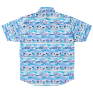 Mens Short Sleeve Button Down Shirt - Chill Wave