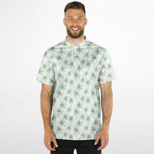 Load image into Gallery viewer, Festive Palms- Mens Blade Collar Polo Shirt