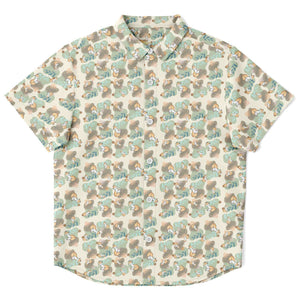 Chungi and Ferns- Kids Short Sleeve Button Down Shirt