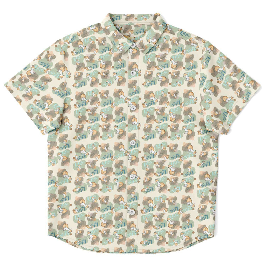 Chungi and Ferns- Kids Short Sleeve Button Down Shirt
