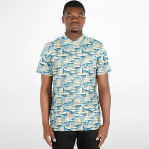 Blue Mid Mod- Mens Blade Collar Polo Shirt