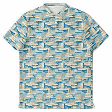 Load image into Gallery viewer, Blue Mid Mod- Mens Blade Collar Polo Shirt