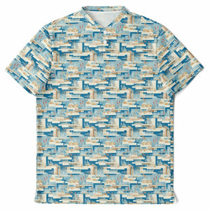 Blue Mid Mod- Mens Blade Collar Polo Shirt