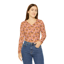 Load image into Gallery viewer, Women&#39;s Long Sleeve V-neck Shirt - Tropical Fronds