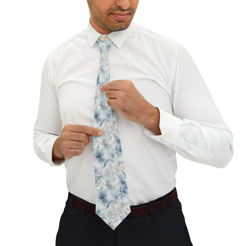 Neutral Toile Tropic Printed Necktie