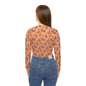 Women's Long Sleeve V-neck Shirt - Tropical Fronds
