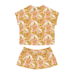 Women's Short Pajama Set - Rosette Cranes