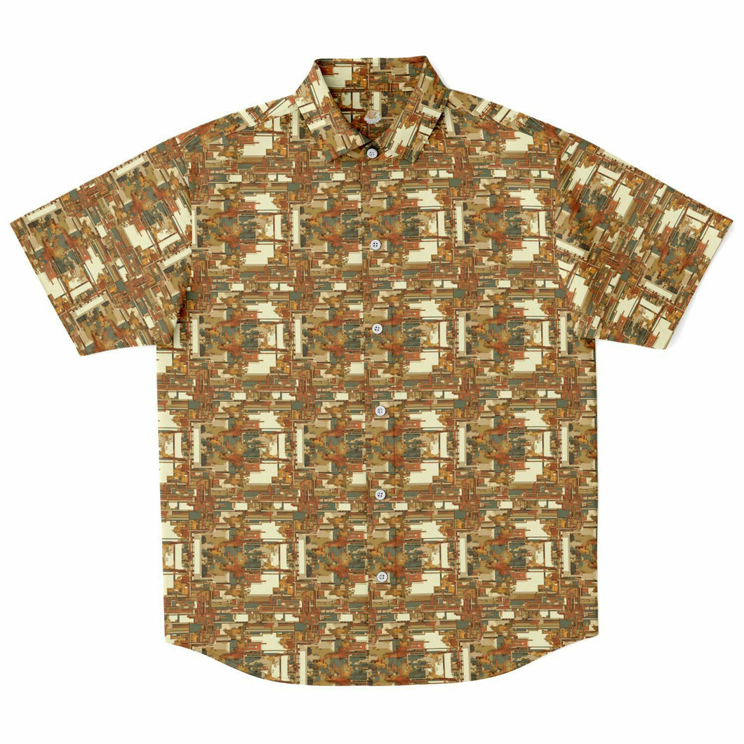 Warm Mid Mod- Mens Short Sleeve Button Down Shirt