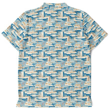 Load image into Gallery viewer, Blue Mid Mod- Mens Blade Collar Polo Shirt