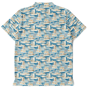 Blue Mid Mod- Mens Blade Collar Polo Shirt