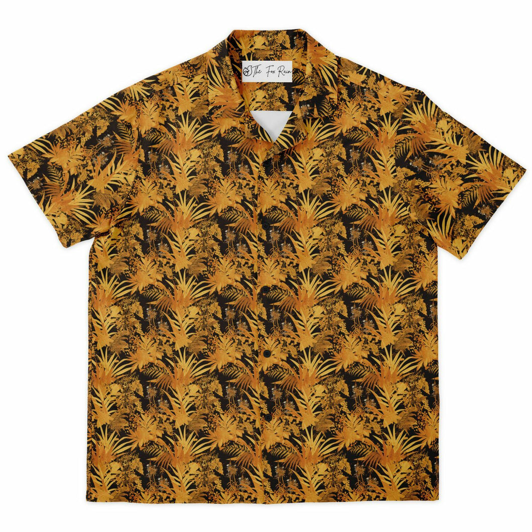Men's Spread Collar Button Down Shirt - Golden Fronds
