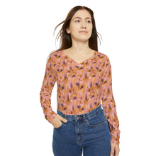 Load image into Gallery viewer, Women&#39;s Long Sleeve V-neck Shirt - Tropical Fronds