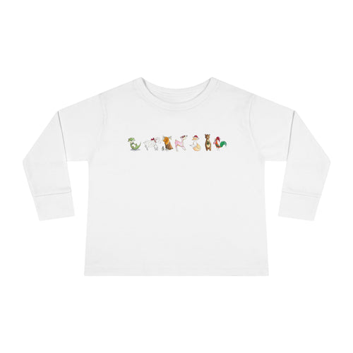 Christmas Fox Rain- Toddler Long Sleeve Tee