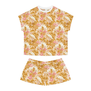 Women's Short Pajama Set - Rosette Cranes