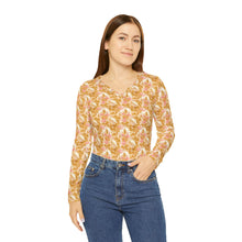 Load image into Gallery viewer, Women&#39;s Long Sleeve V-neck Shirt - Rosette Cranes