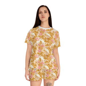 Women's Short Pajama Set - Rosette Cranes