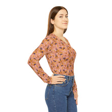 Load image into Gallery viewer, Women&#39;s Long Sleeve V-neck Shirt - Tropical Fronds