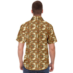 Warm Mid Mod- Mens Short Sleeve Button Down Shirt