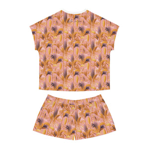Women's Short Pajama Set - Tropical Fronds