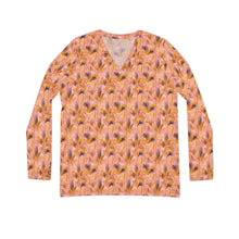 Load image into Gallery viewer, Women&#39;s Long Sleeve V-neck Shirt - Tropical Fronds