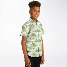 Load image into Gallery viewer, Palm Tree Breeze- Kids Short Sleeve Button Down Shirt