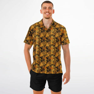 Men's Spread Collar Button Down Shirt - Golden Fronds