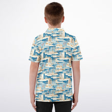 Load image into Gallery viewer, Mid Mod Blue- Kids Polo Shirt