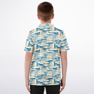Mid Mod Blue- Kids Polo Shirt