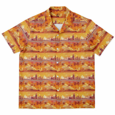 Skyline Sunset- Men's Spread Collar Short Sleeve Button-Down