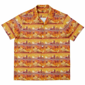 Skyline Sunset- Men's Spread Collar Short Sleeve Button-Down