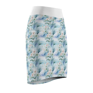 Tropical Blues- Floral Women's Pencil Skirt