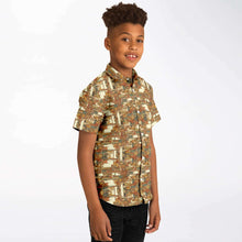 Load image into Gallery viewer, Warm Mid Mod- Kids Short Sleeve Button Down Shirt
