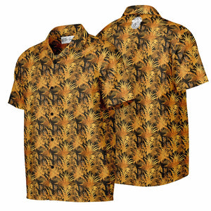 Men's Spread Collar Button Down Shirt - Golden Fronds