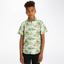 Load image into Gallery viewer, Palm Tree Breeze- Kids Short Sleeve Button Down Shirt