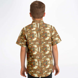 Warm Mid Mod- Kids Short Sleeve Button Down Shirt