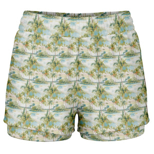 Palm Tree Breeze Women's 2-in-1 Shorts