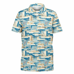 Mid Mod Blue- Kids Polo Shirt