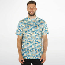 Load image into Gallery viewer, Blue Mid Mod- Mens Blade Collar Polo Shirt