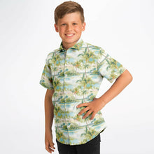 Load image into Gallery viewer, Palm Tree Breeze- Kids Short Sleeve Button Down Shirt