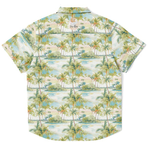 Palm Tree Breeze- Kids Short Sleeve Button Down Shirt