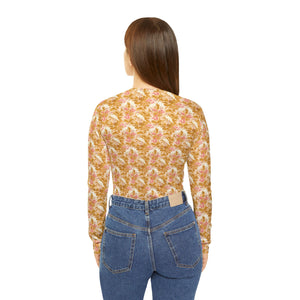 Women's Long Sleeve V-neck Shirt - Rosette Cranes