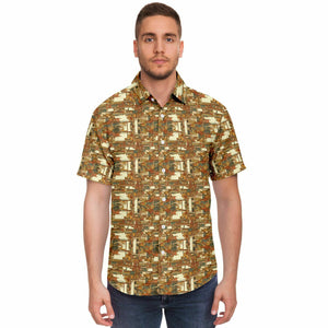 Warm Mid Mod- Mens Short Sleeve Button Down Shirt
