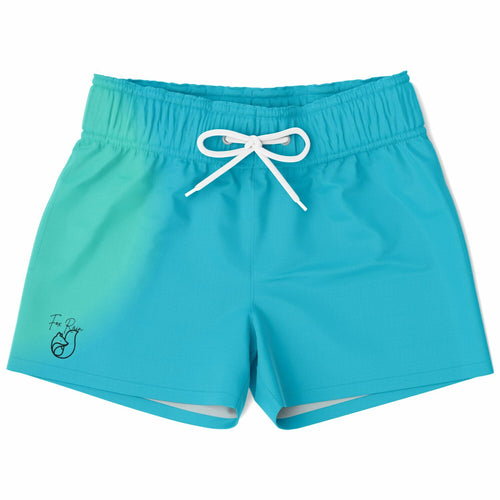 Kids Swim Trunks - Teal Blue Gradient