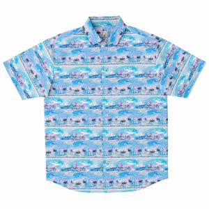 Mens Short Sleeve Button Down Shirt - Chill Wave