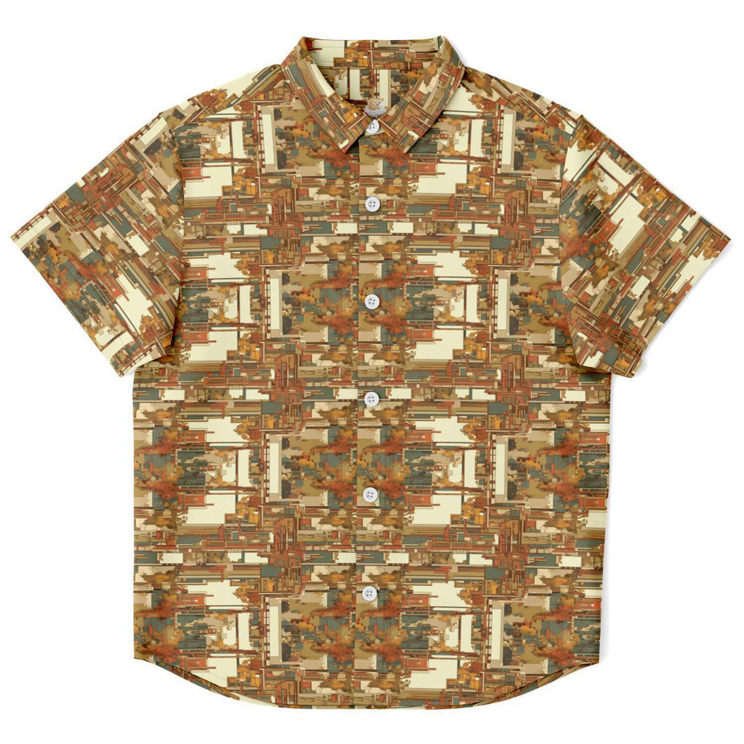 Warm Mid Mod- Kids Short Sleeve Button Down Shirt