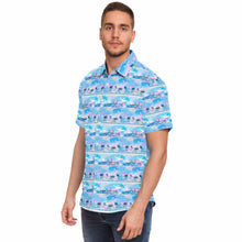 Load image into Gallery viewer, Mens Short Sleeve Button Down Shirt - Chill Wave