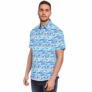 Mens Short Sleeve Button Down Shirt - Chill Wave