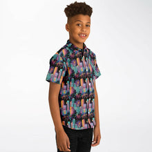 Load image into Gallery viewer, Youth Short Sleeve Button Down- Noche Neon