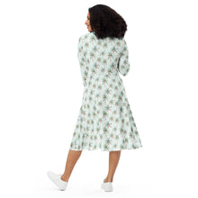 Load image into Gallery viewer, Festive Palms- long sleeve midi dress